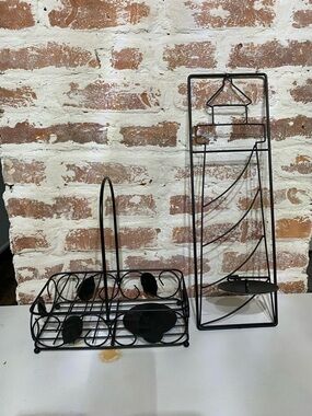 Black Decorative Metal Napkin Holder and Paper Towel, Candle Organizer Set